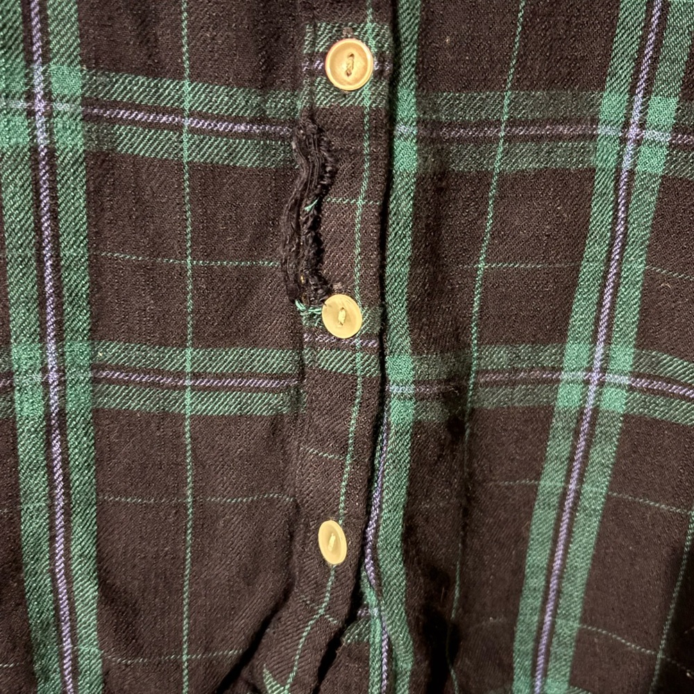 Wild Fable Navy and Teal Plaid Shirt - Picture 4 of 6